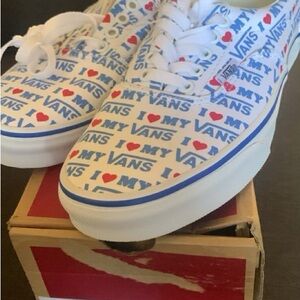 Vans White and Blue Sneakers Classic Style